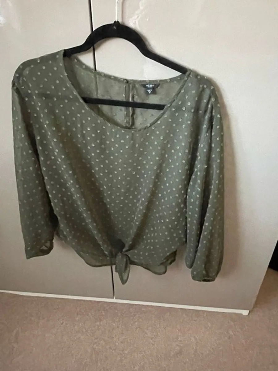 Authentic Guess chiffon top.  Worn once. Size Medium. Would fit 12-14. . Fi - Image 1