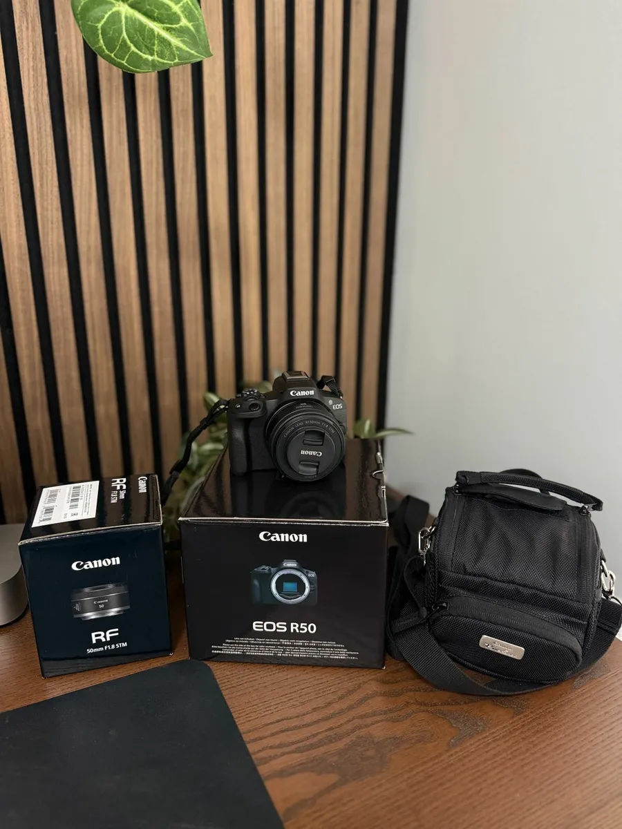 Canon EOS R50 Black Camera with RF 50mm F1.8 STM - Image 1