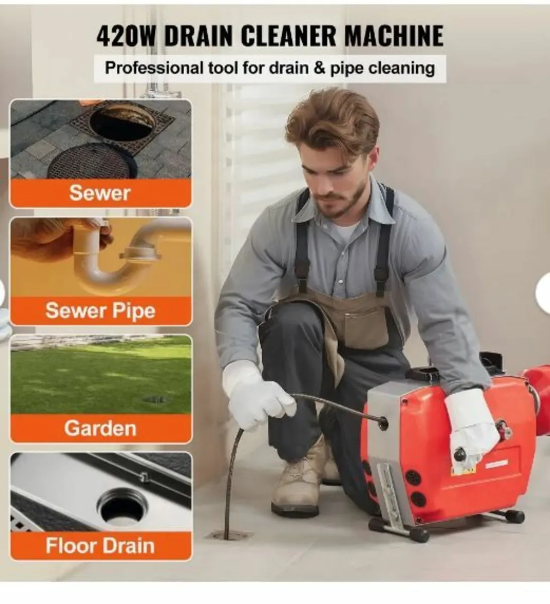 20FT x 7/8 Inch Drain Cleaner Machine - Image 3