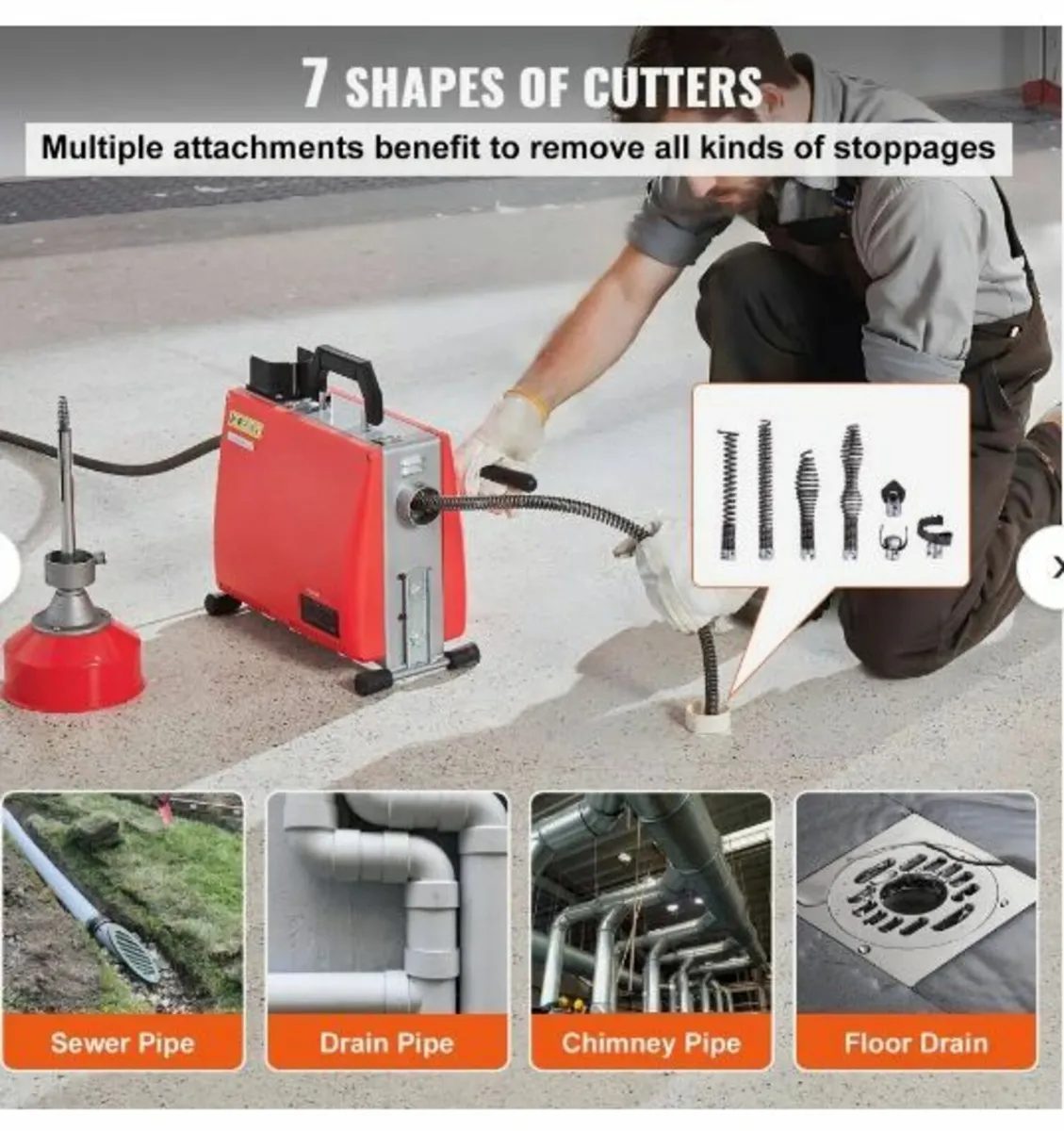 20FT x 7/8 Inch Drain Cleaner Machine - Image 4