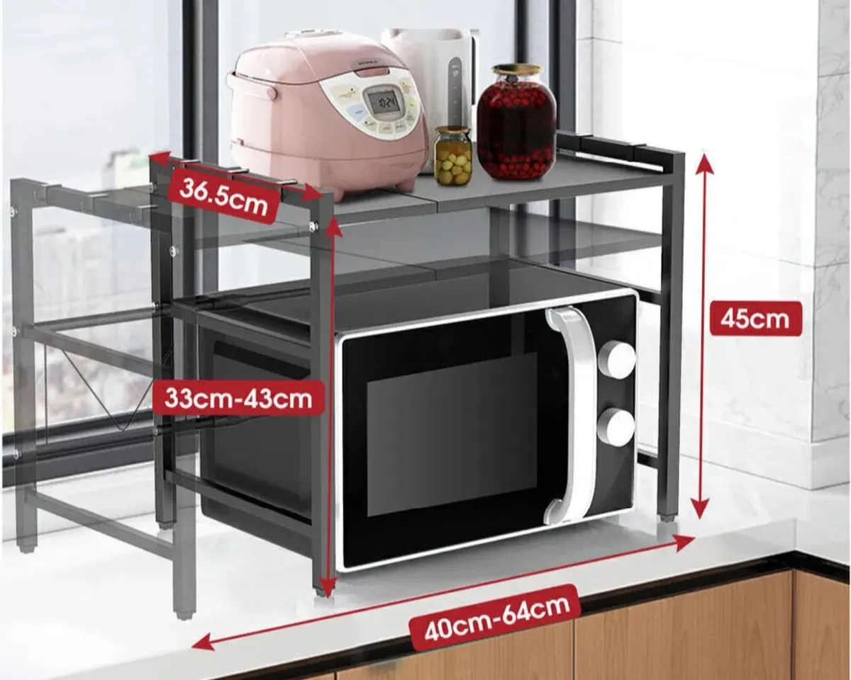 2 Tier Adjustable Rack for Microwave - Image 2