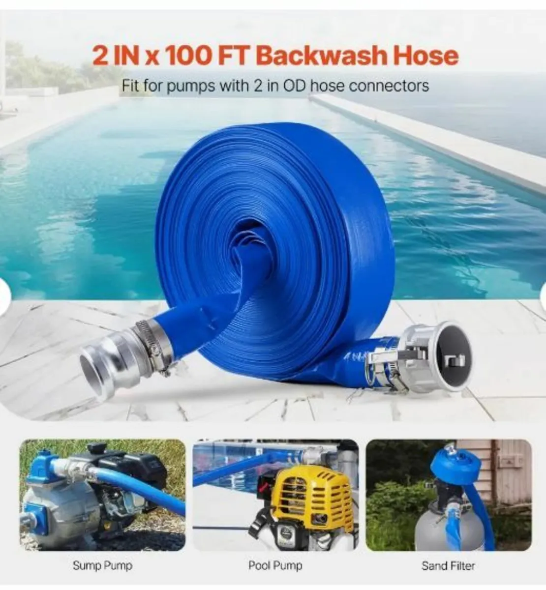 Backwash Hose, 51 mm(2 in) x 30.5 m(100 ft) - Image 2