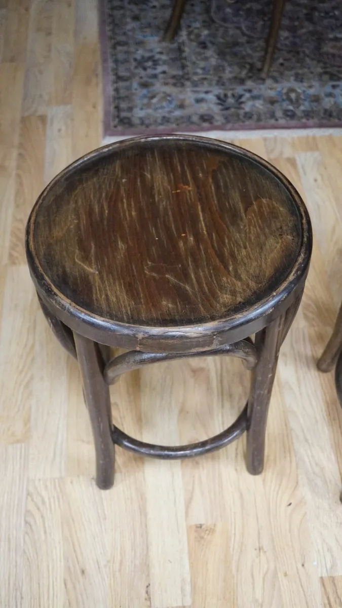 Rustic Pair of Vintage Bentwood Pub Stools - Image 2
