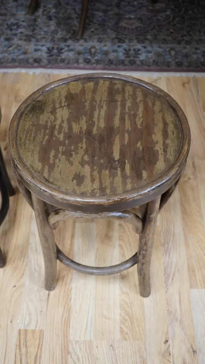 Rustic Pair of Vintage Bentwood Pub Stools - Image 3