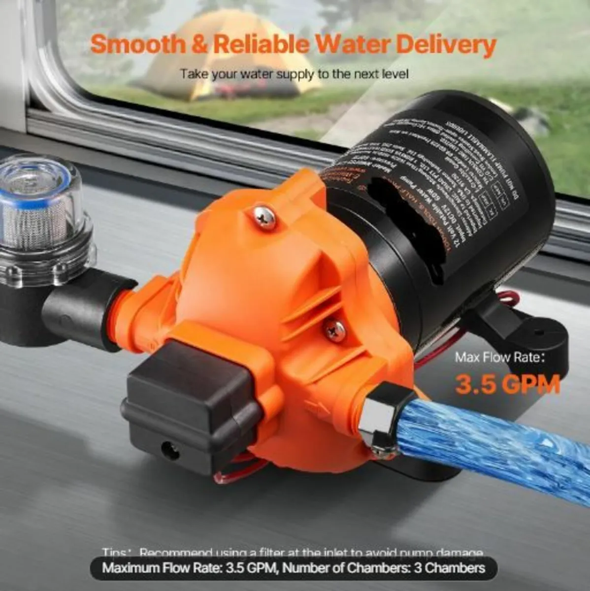 12V Diaphragm Pump, 3.5 GPM - Image 3