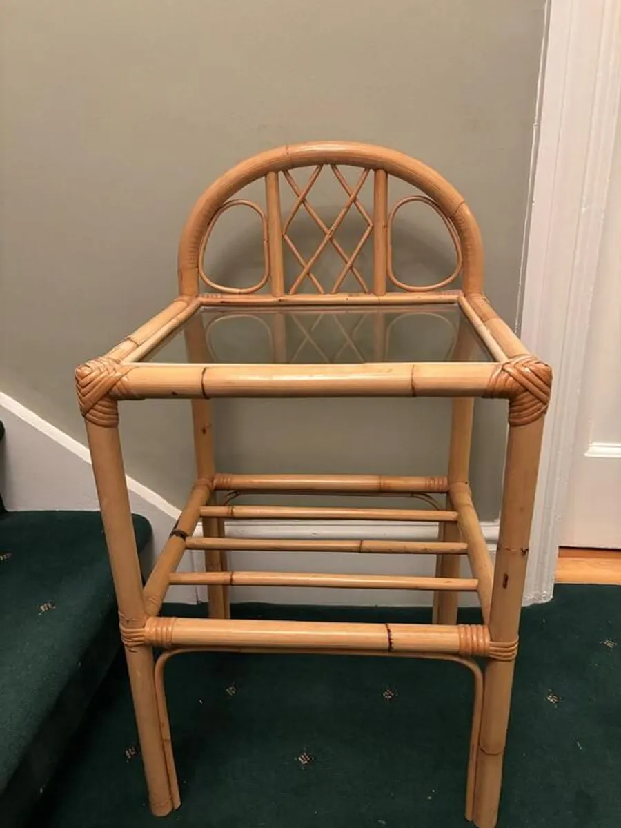 Rattan Swivel Armchair & Side Table - Image 3