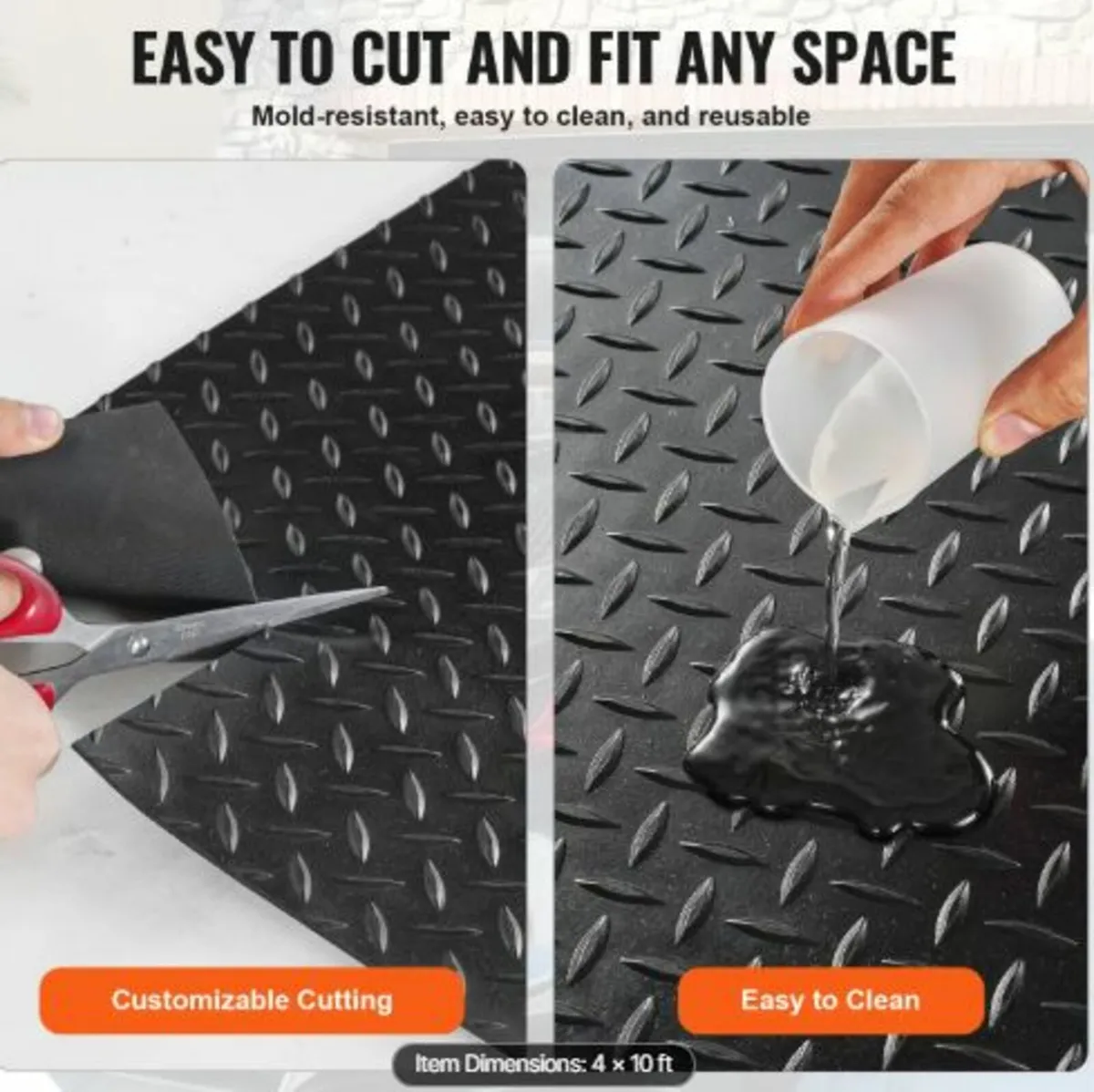 Diamond-Plate Rubber Flooring Roll,3 mmx4ft x10ft - Image 2