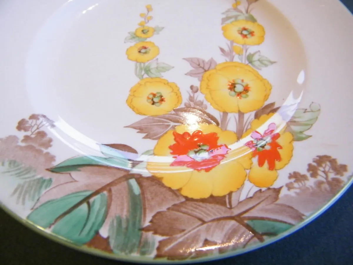 Shelley Yellow Hollyhocks Plate. - Image 2