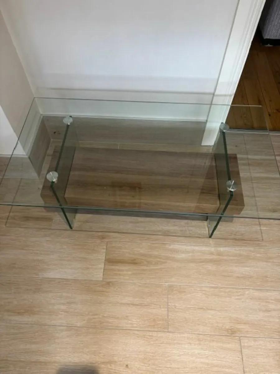 Glass Coffee & Console table with Wooden shelf - Image 3
