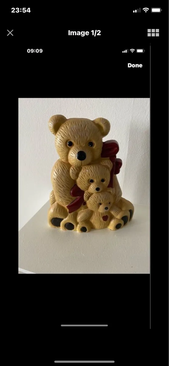 Cast Iron Teddy Family Doorstop - Image 1