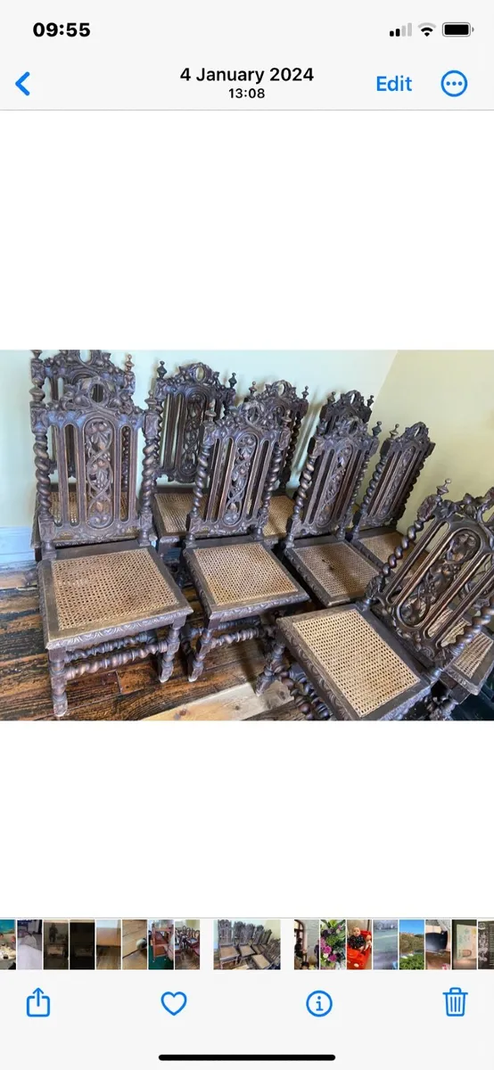 Antique oak carved chairs 10 - Image 1