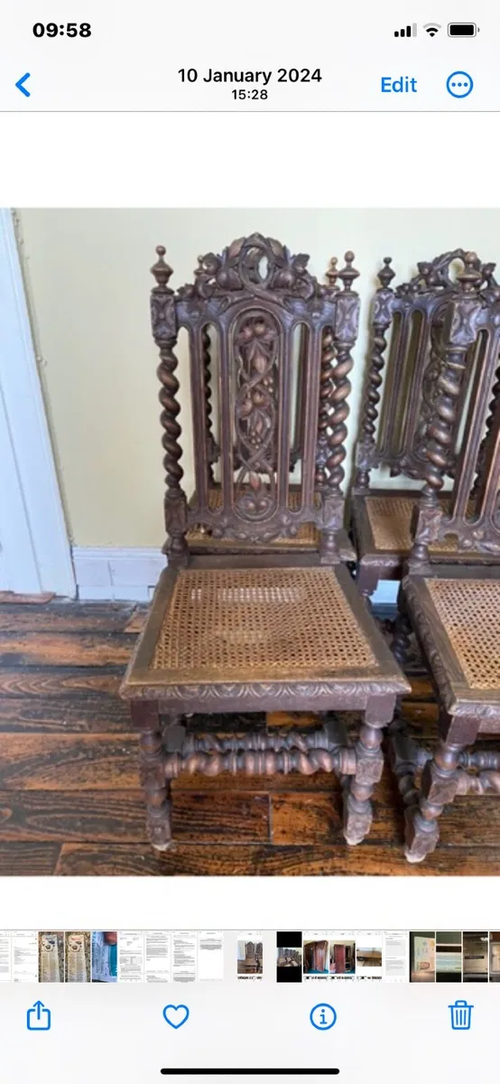 Antique oak carved chairs 10 - Image 2