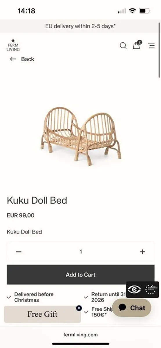 doll bed and bedding Ferm living - Image 2