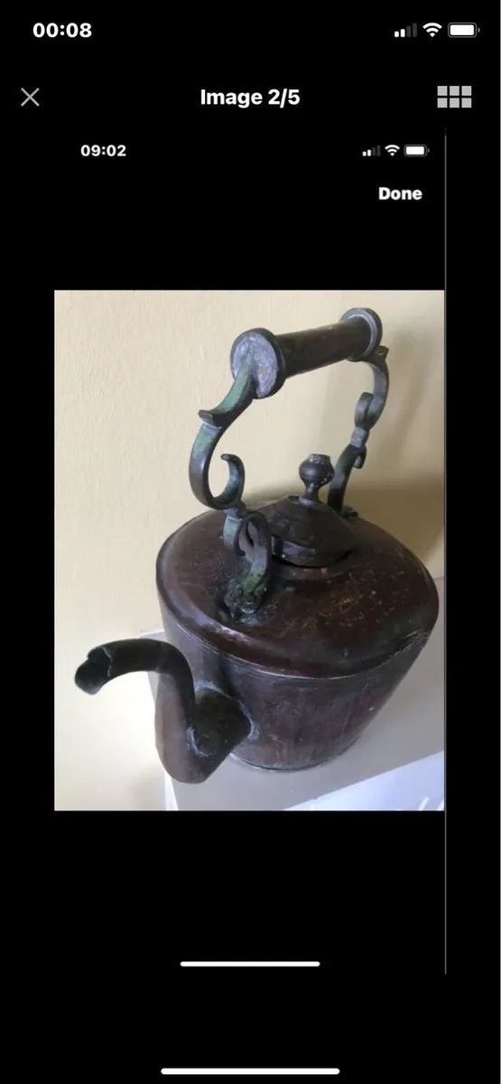Large Antique Brass & Copper Kettle - Image 2