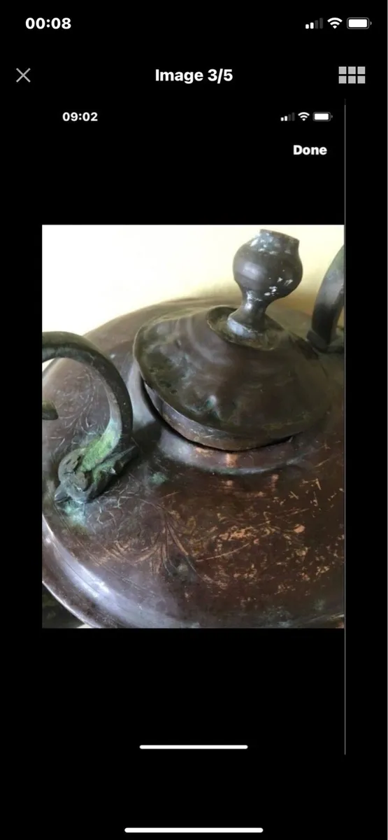 Large Antique Brass & Copper Kettle - Image 3