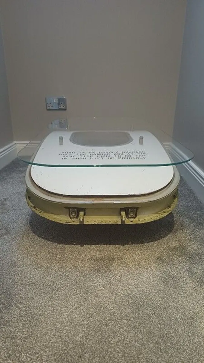 Coffee Table Crafted from an Upcycled McDonnell Douglas MD-83 Aircraft Emergency Exit Door - Image 3