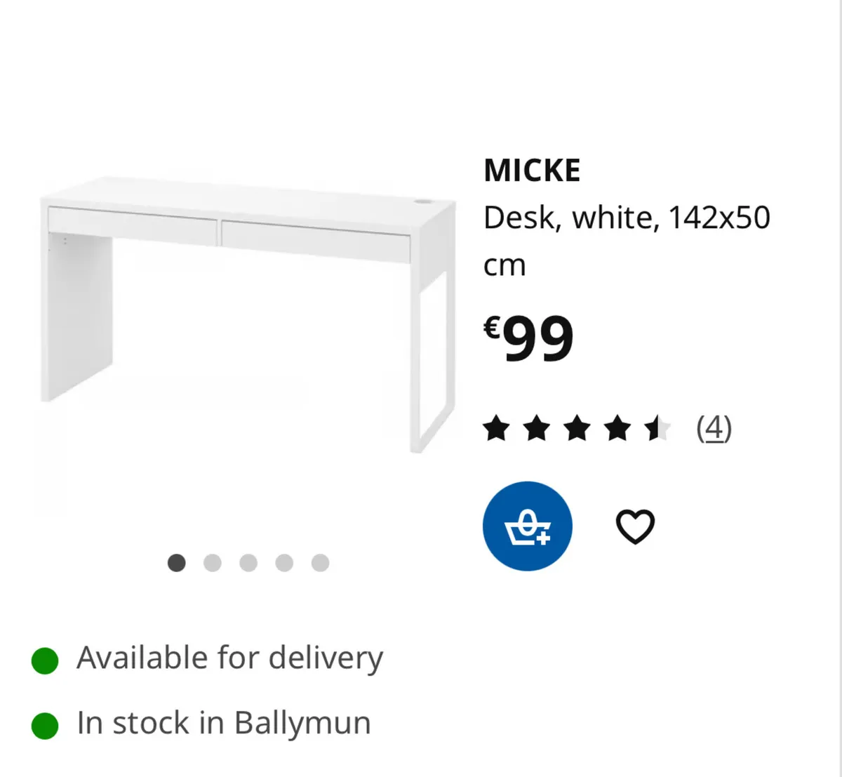 IKEA MICKE Desk 142x50 cm - Image 1