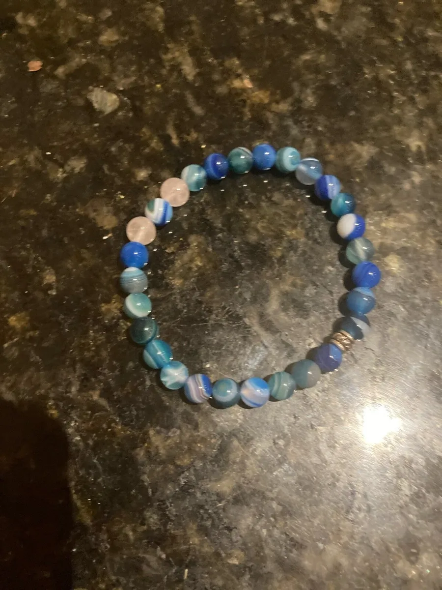 Blue agate stone with some rose quartz - Image 2