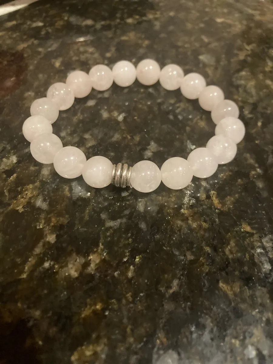 Rose quartz polished bead bracelet - Image 1