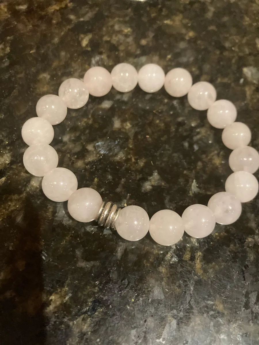 Rose quartz polished bead bracelet - Image 2