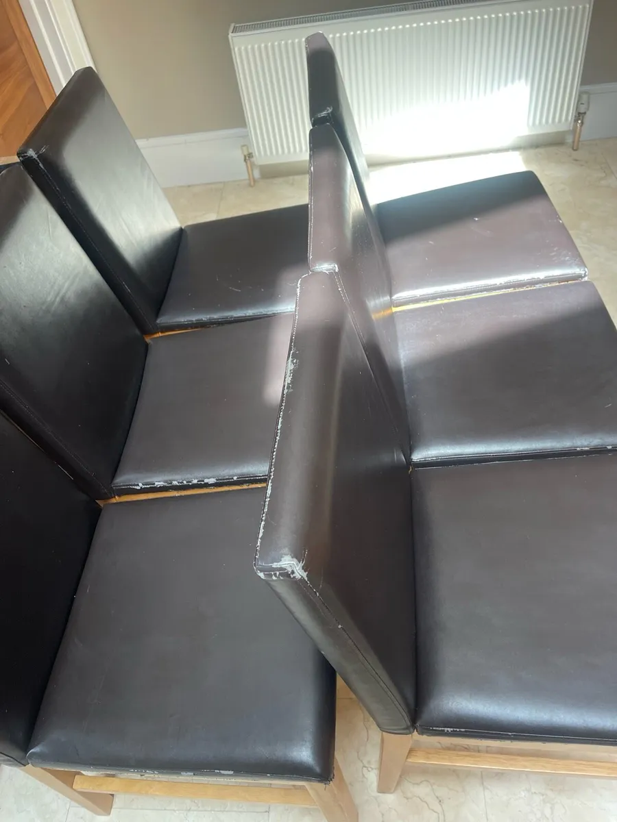 6 x Leather Kitchen Dining Chairs - Can Deliver - Image 2