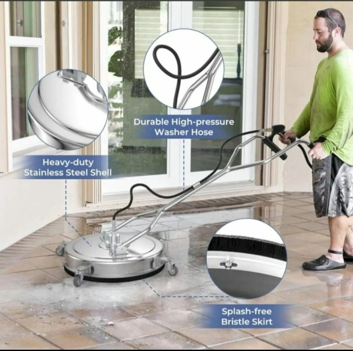 21" Stainless Steel Surface Cleaner Power Wash - Image 4