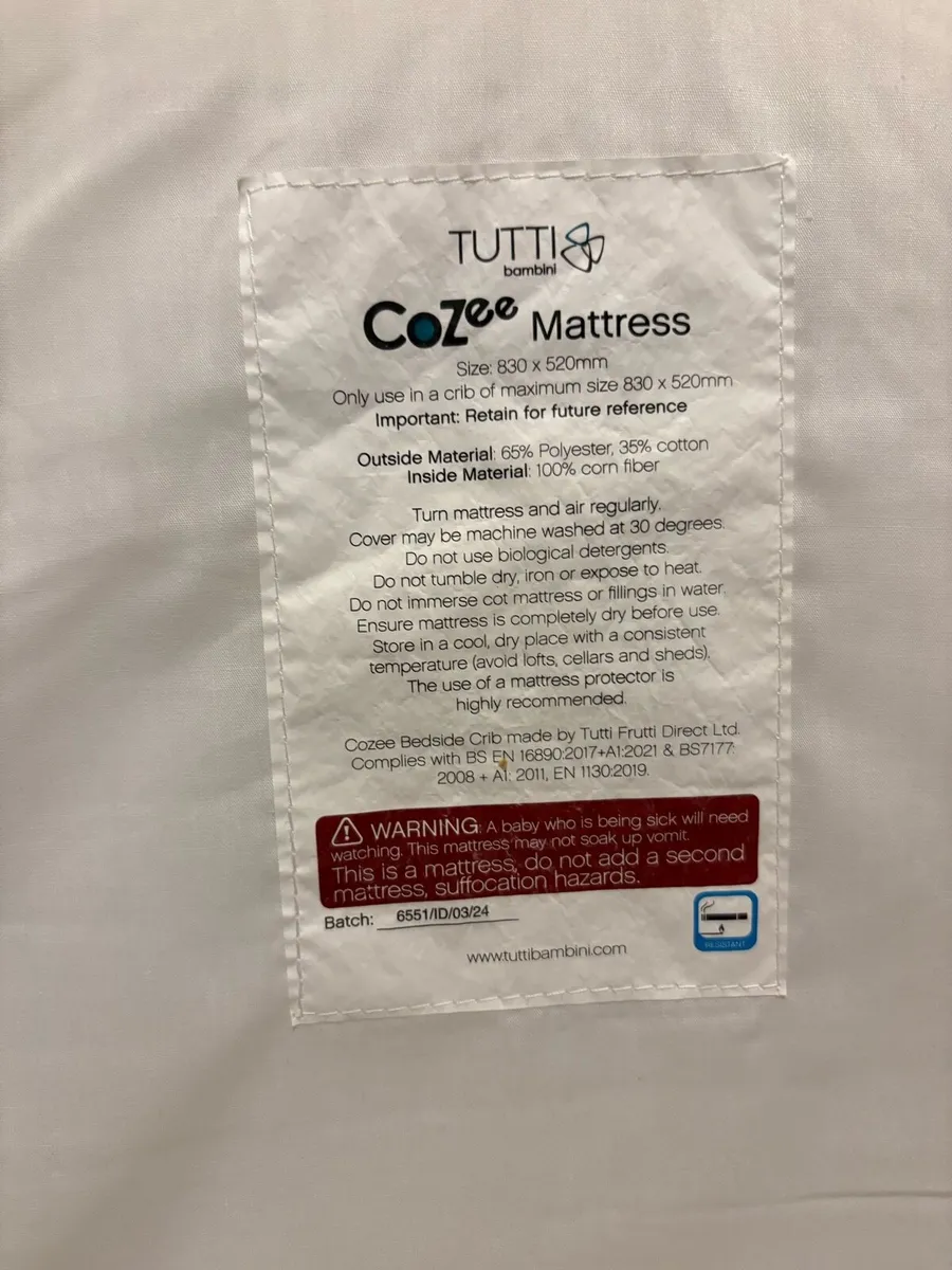 Tutti Bambini CoZee Luxe Bedside Crib - Image 3