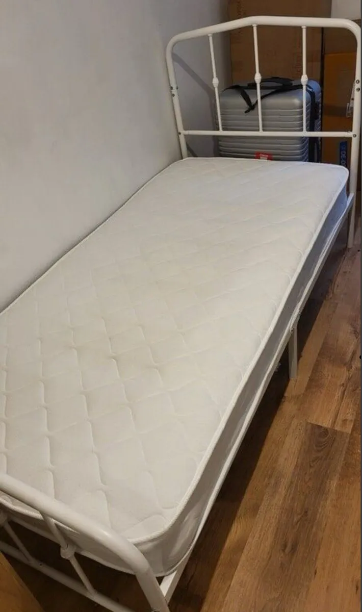 As New - White Single Metal Bed Frame - Deliver