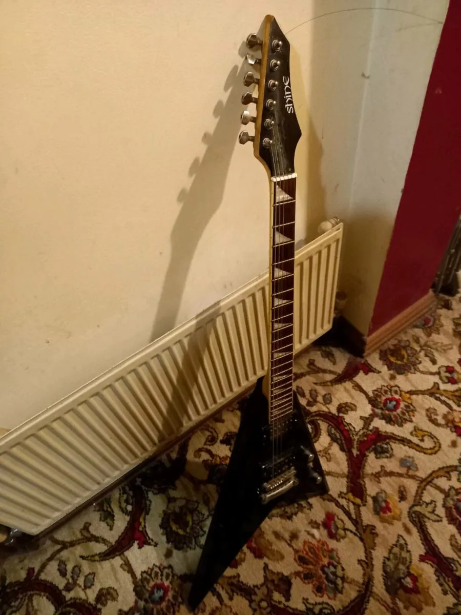 Shine Black Flying V Electric Guitar