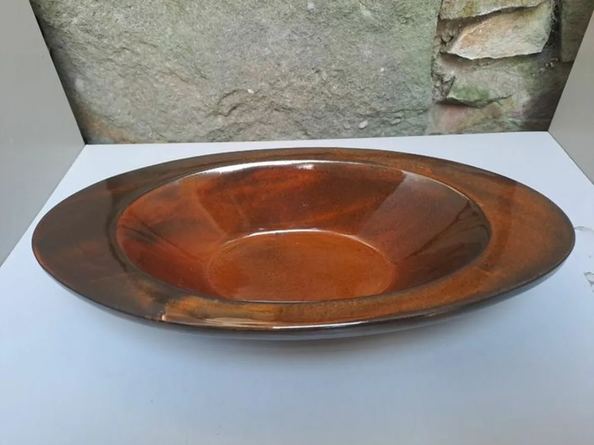 Brown glazed oval bowl - Image 2