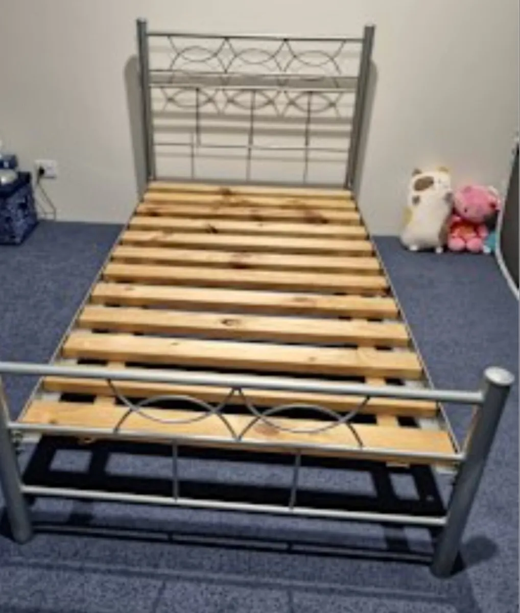 Gray metal single bed