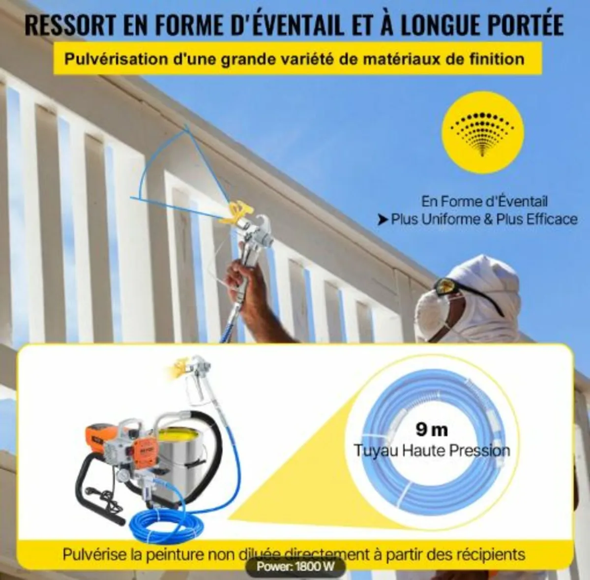 Pro Airless Wall Paint Sprayer, 1800W Electric - Image 3