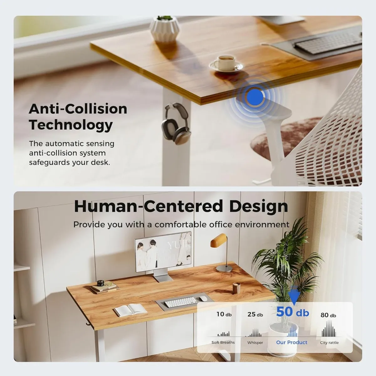 Electric Standing Desk, 140 x 60 cm Office Brown - Image 4