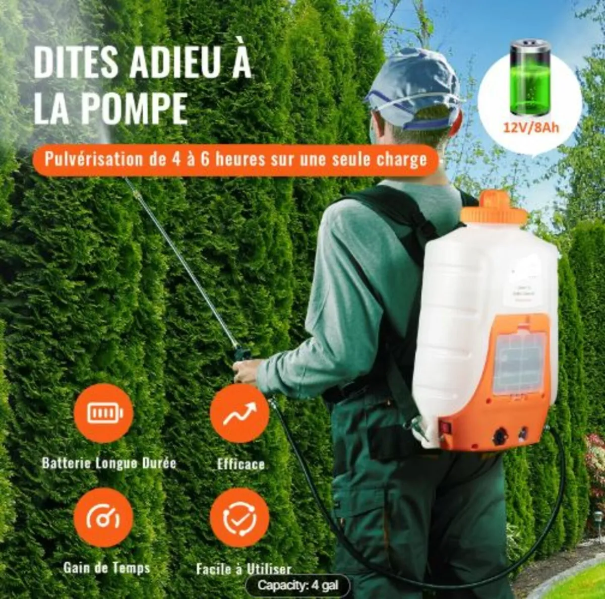 Battery Powered Backpack Sprayer 15.1 L Tank 0-90 - Image 2