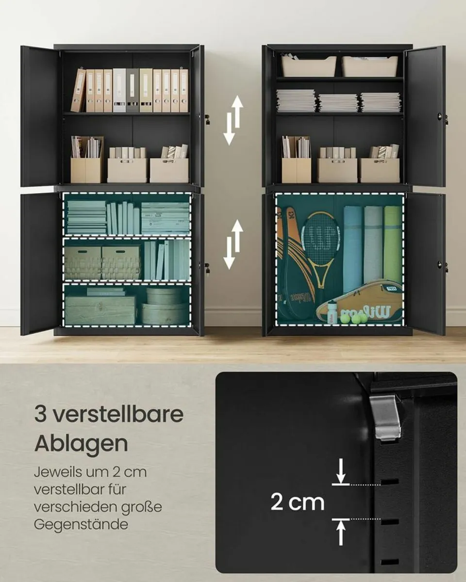 Tall Metal Storage Cabinet with Lock – 5-Tier Adju - Image 3