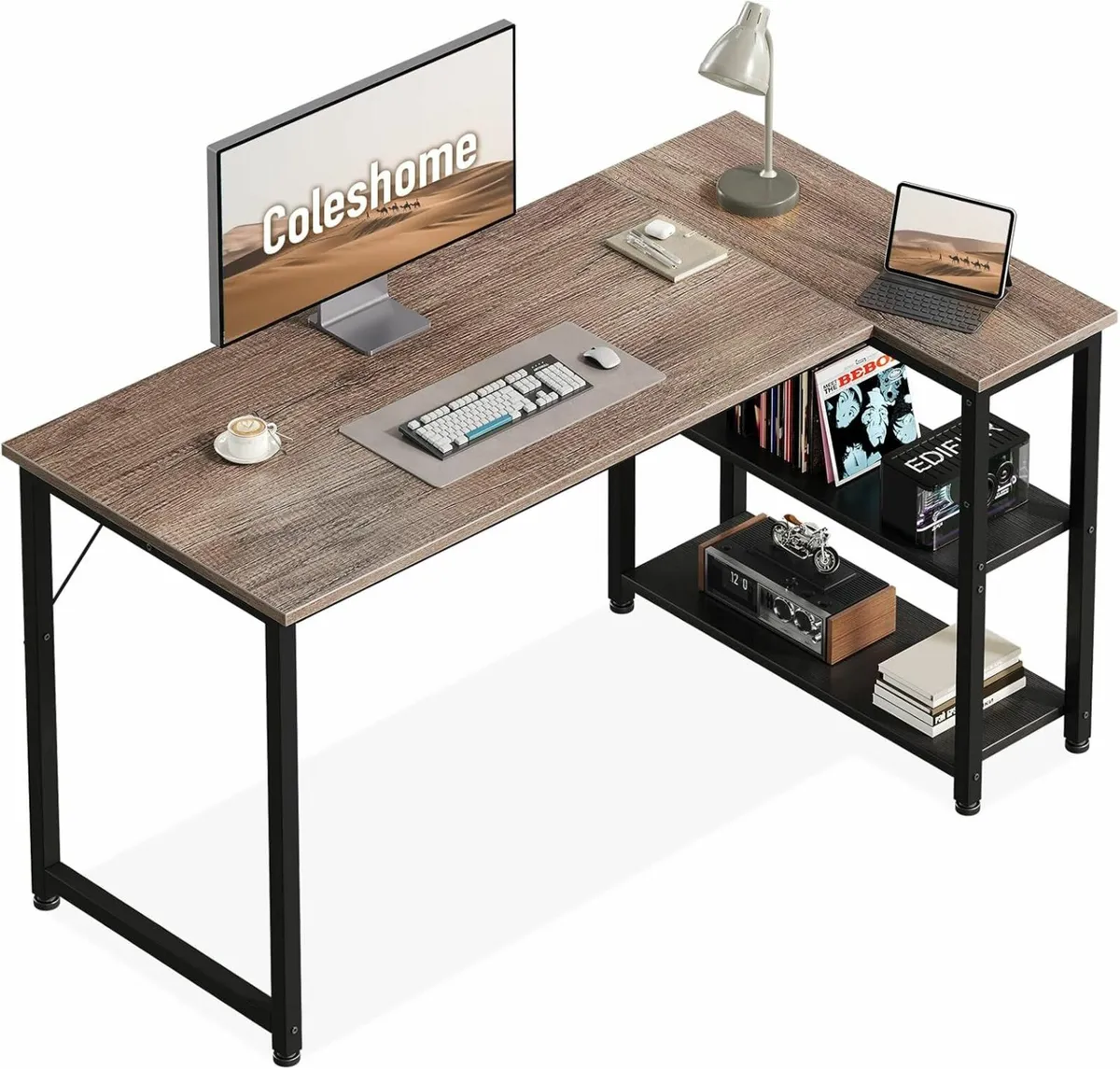 L Shaped Computer Desk Office Storage 120x70 cm - Image 2