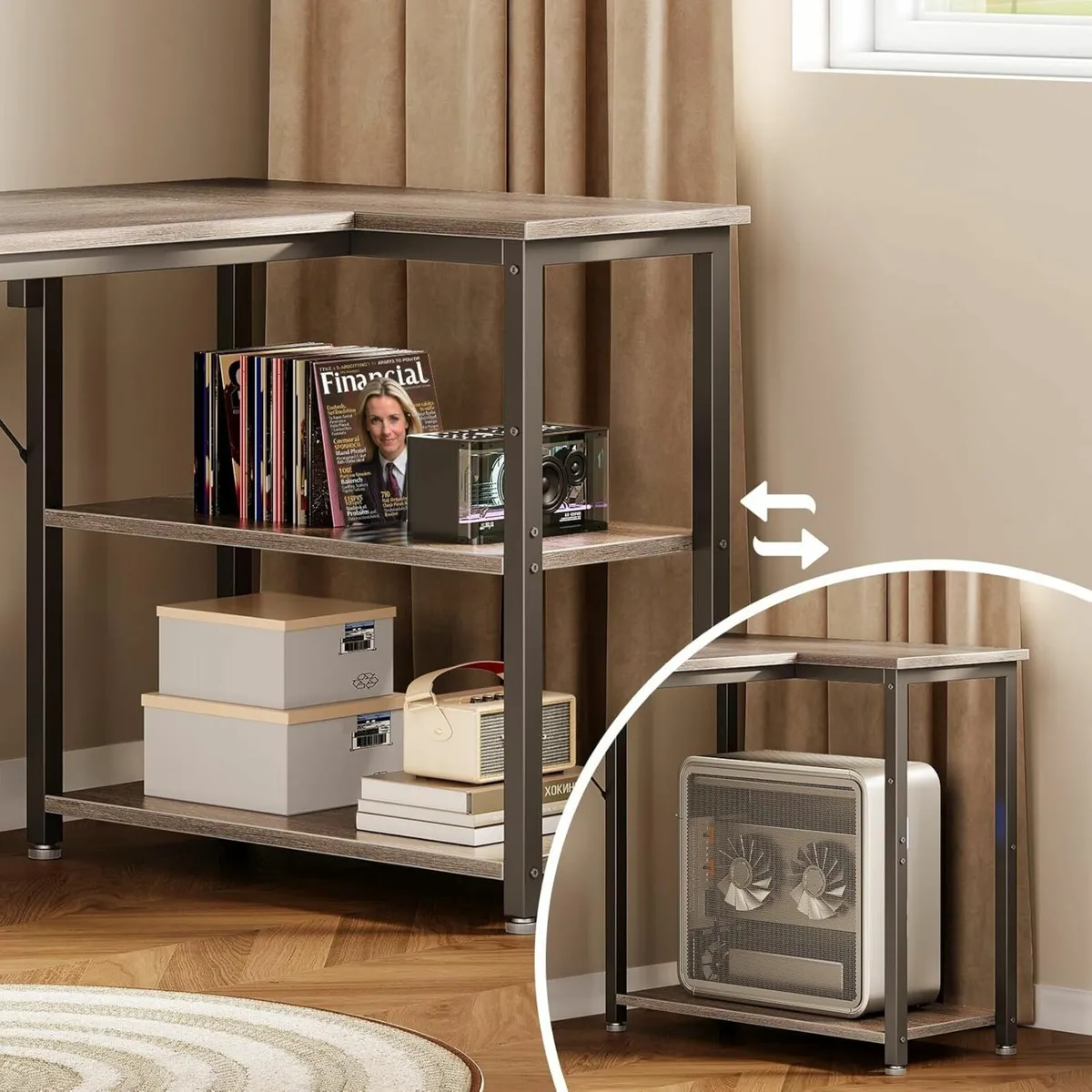 L Shaped Computer Desk Office Storage 120x70 cm - Image 4