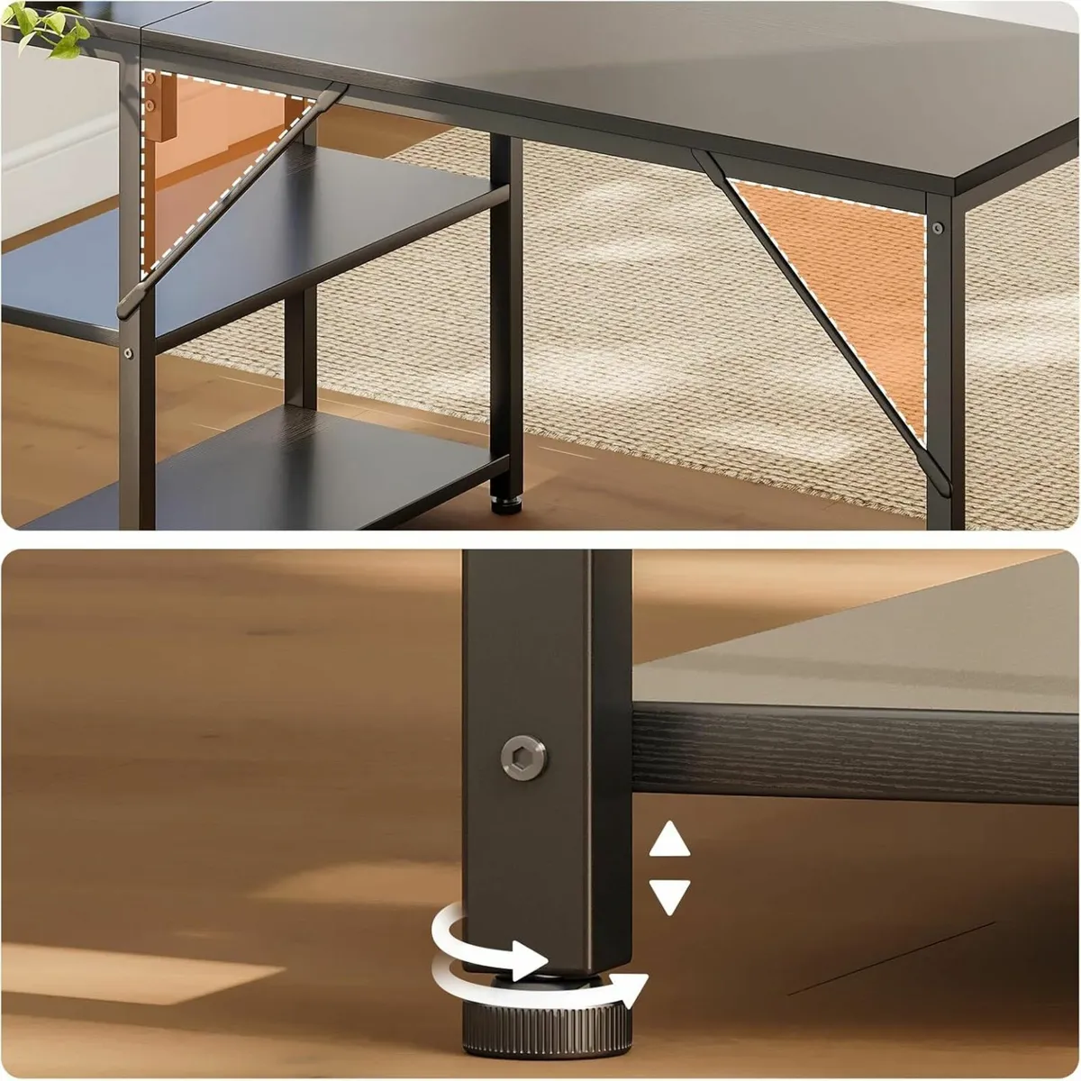 Brown L Shaped Computer Desk Office 120x70 cm - Image 2