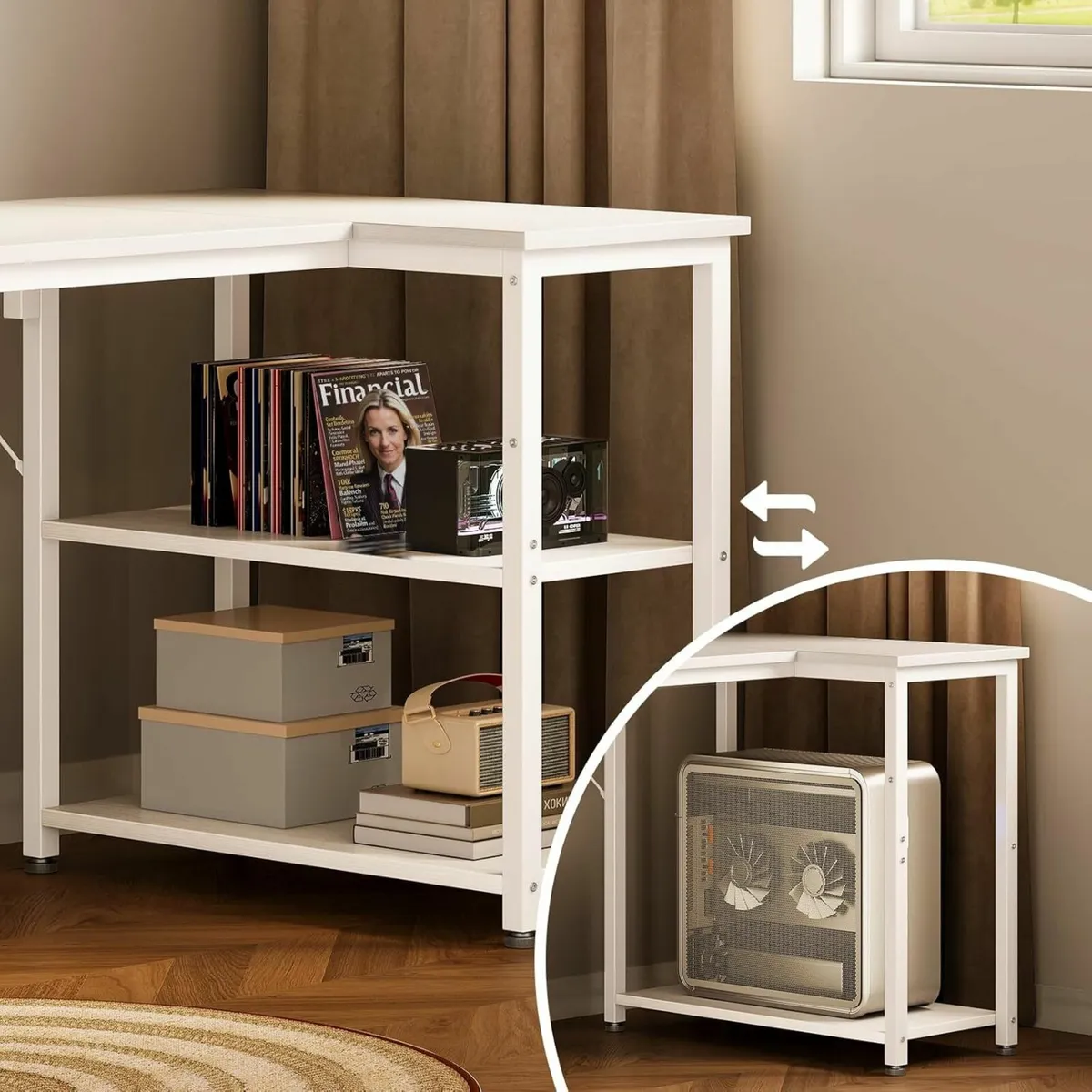 L Shaped Computer Desk, 120x70 cm Office Shelves - Image 2