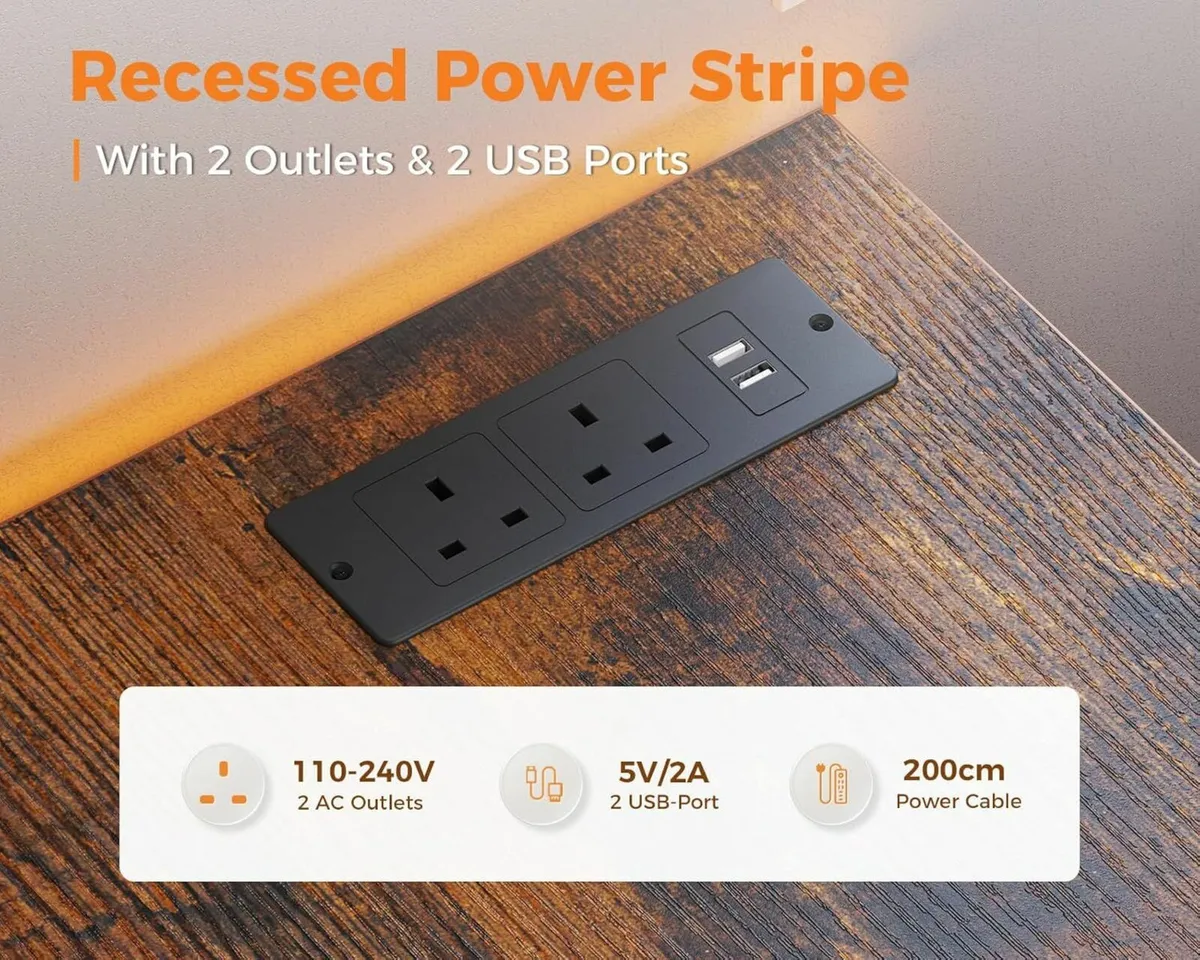 L Shaped Gaming Desk Office LED Lights, 120×80 cm - Image 3