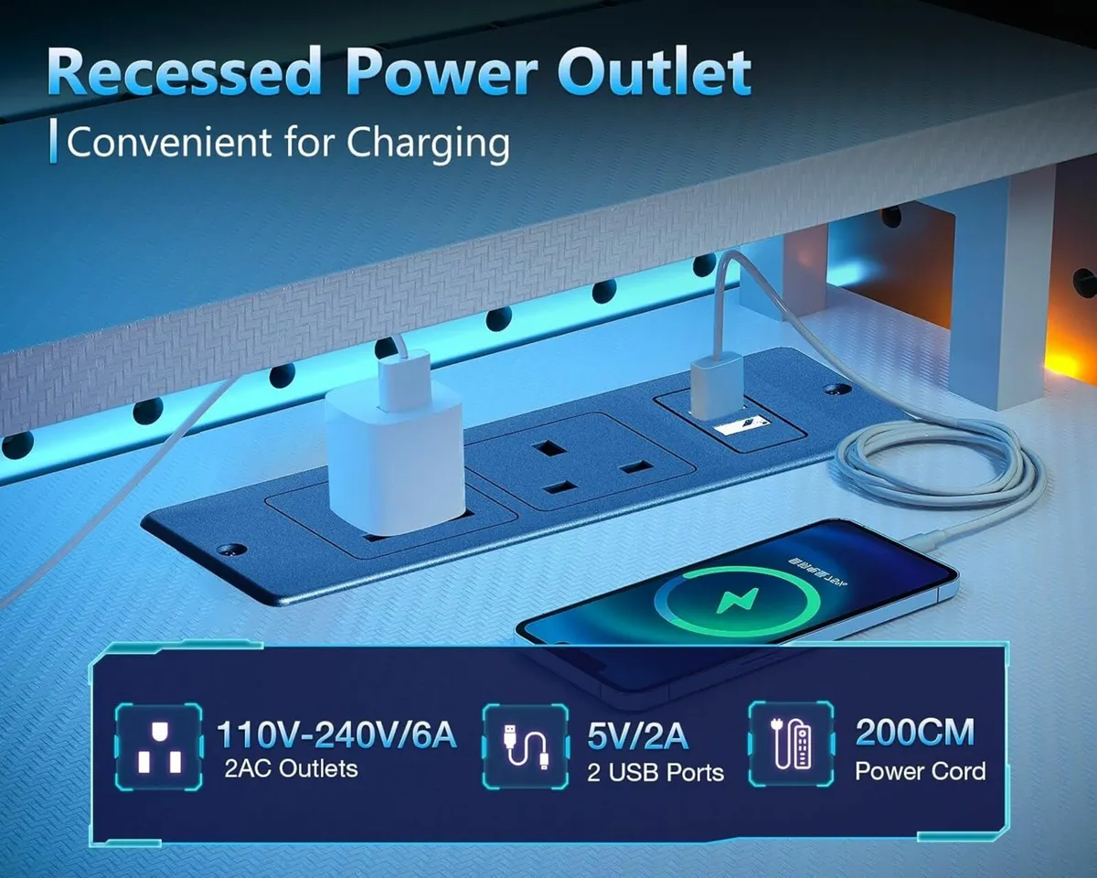 150×50 cm Gaming Office Desk LED Lights Outlet - Image 3