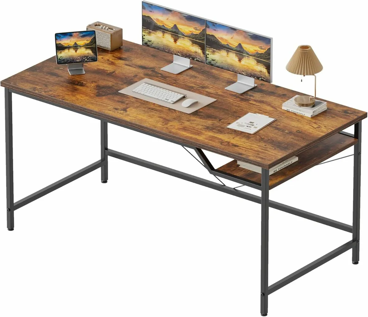120 cm Computer Desk Gaming Study Student Brown - Image 1
