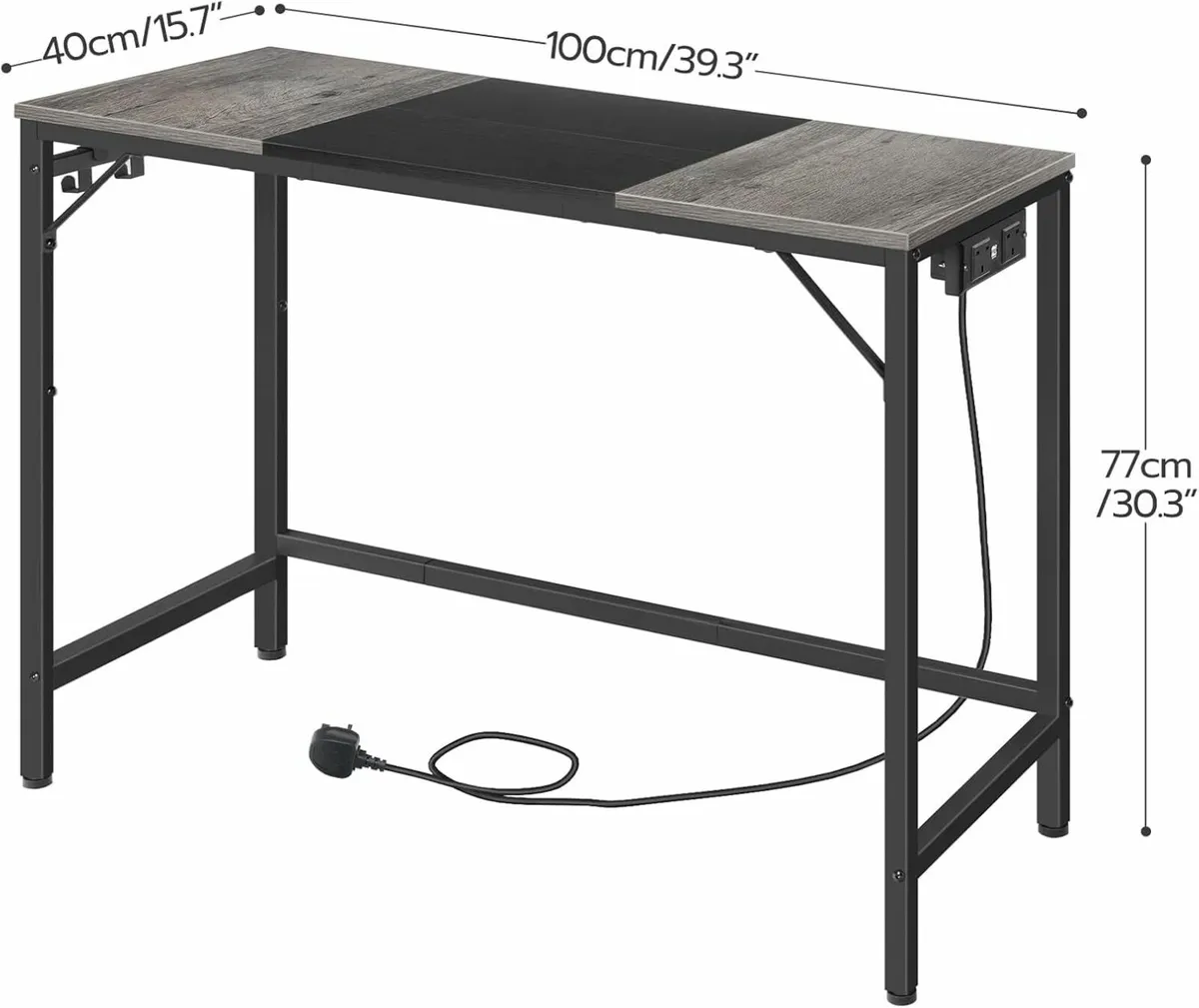 Gaming Desk 100 cm Office Study Power Outlet - Image 3