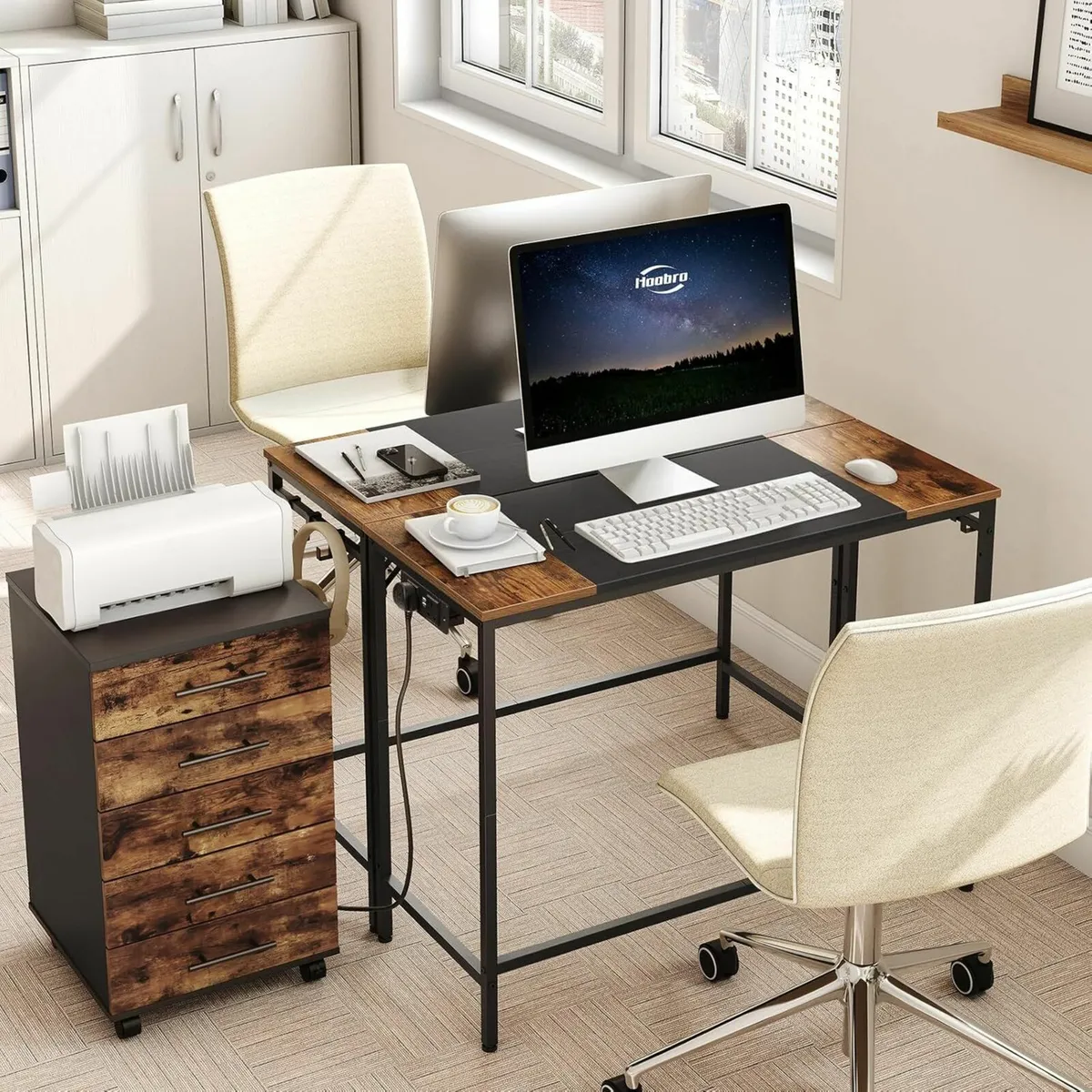 Computer Power Outlet Office Gaming Desk 100 cm, - Image 1