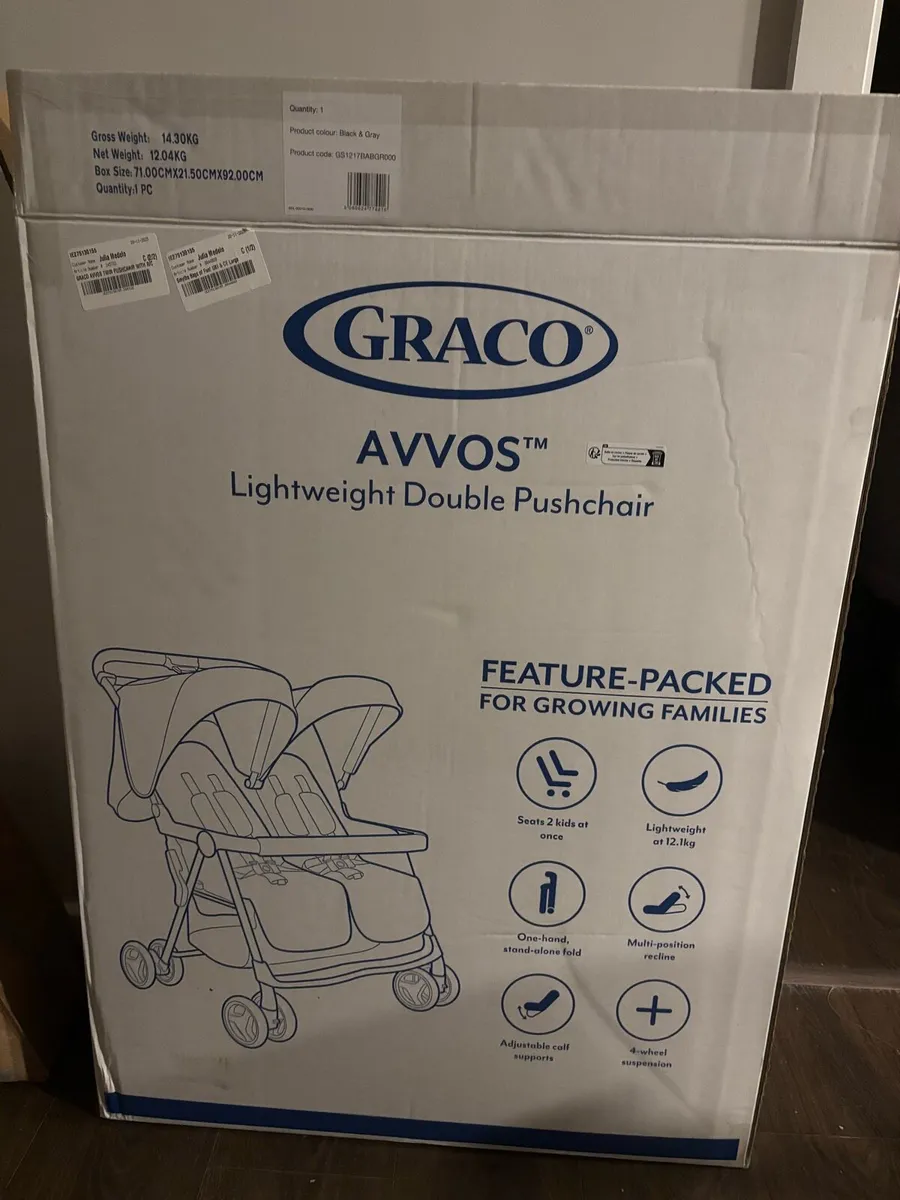 Double Stroller Grey - NEVER USED - Image 2