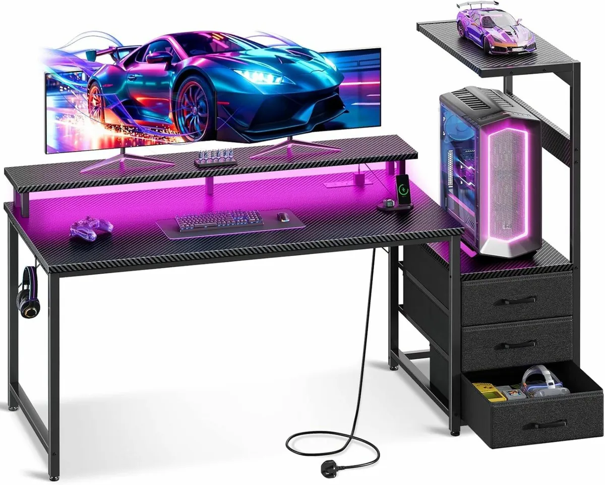 150×50 cm Gaming Office Desk LED Lights Outlet - Image 1