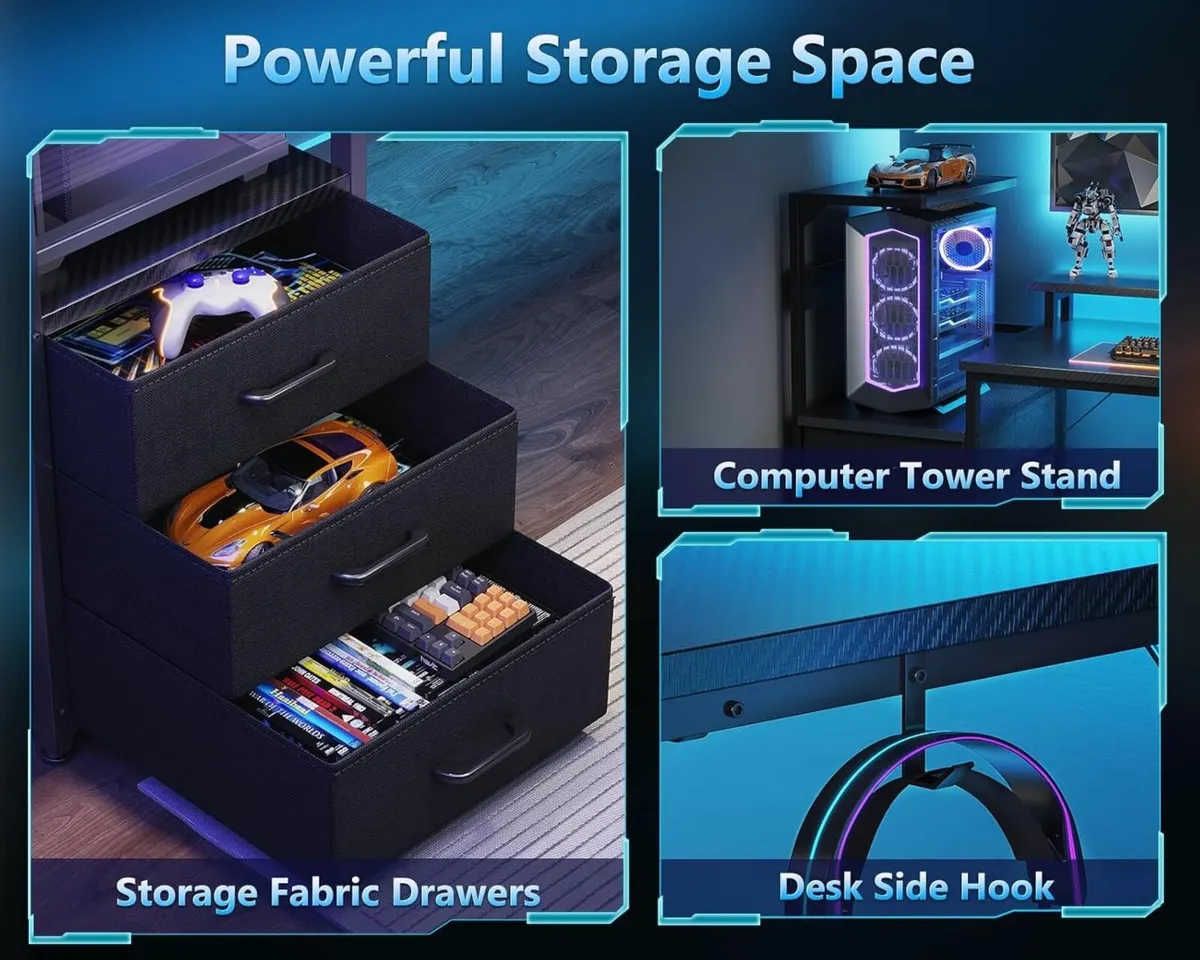 150×50 cm Gaming Office Desk LED Lights Outlet - Image 3