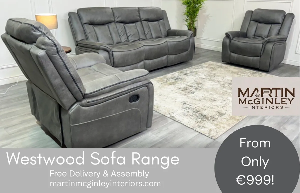 New Westwood Fabric Sofas 3+2 Grey - Image 4