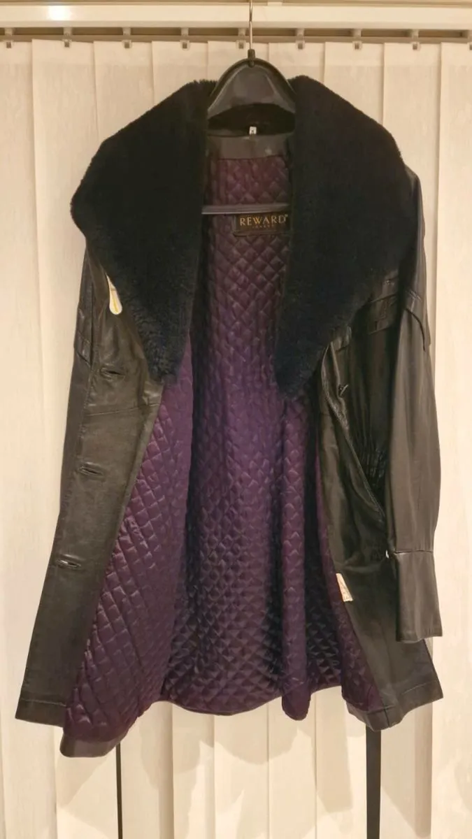 Ladies Black Leather Coat - Image 3