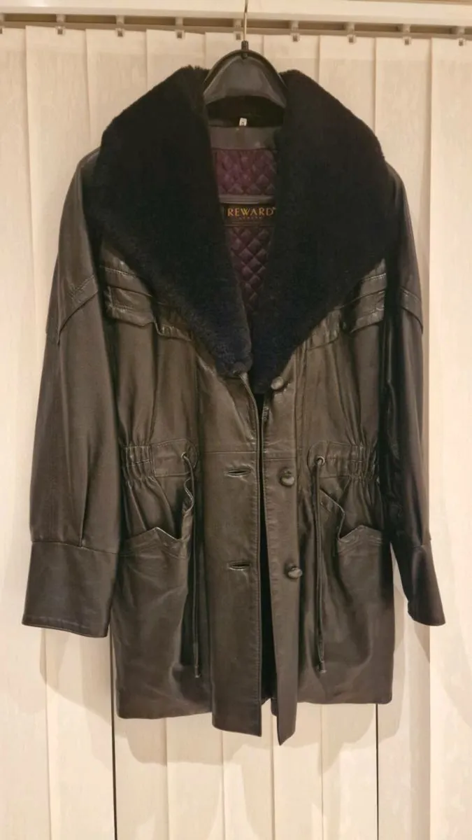 Ladies Black Leather Coat - Image 4